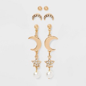 Celestial Droplet Earring Set 3pc - Wild Fable™ Gold - 1 of 3
