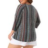 Agnes Orinda Women's Plus Size V Neck 3/4 Sleeve Knit Stripe Boho Casual Blouses - 4 of 4