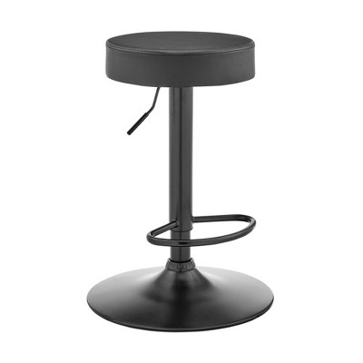 15" Metal Barstool with Round Swivel Seat Black - Benzara