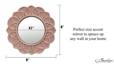 Pink Floral Ceramic Round Wall Mirror