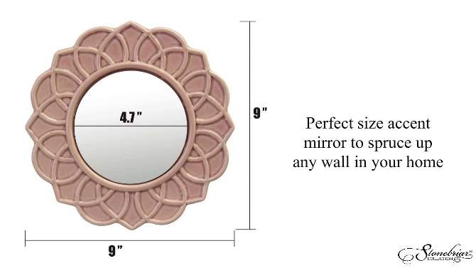9&#34; Round Floral Ceramic Wall Hanging Mirror Pink - Stonebriar Collection, 2 of 8, play video