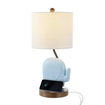 20.25" Ellie Bohemian Iron/Resin Elephant Kids' Table Lamp (Includes LED Light Bulb) with USB Charging Port - JONATHAN Y