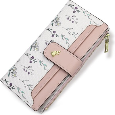 FATMOON Wallet for Women - Cute Long Flower Wallet, Lightweight, & Easy-Use ID Window Cash Purse Multi-Functional Design for Daily Use & Travel