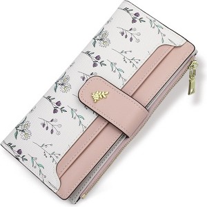 FATMOON Wallet for Women - Cute Long Flower Wallet, Lightweight, & Easy-Use ID Window Cash Purse Multi-Functional Design for Daily Use & Travel - 1 of 4