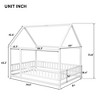 Full Size House Floor Bed With Roof Fence Guardrails Easy Assembly Multifunctional Playhouse Bed - 2 of 4