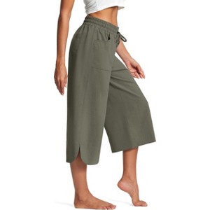 Pants for Women Wide Leg Capris with Pockets for Women Lightweight Womens Capris for Summer Yoga Casual - 1 of 4