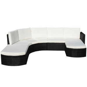 vidaXL Garden Furniture Set Black PE Rattan Modular Garden Sofa Set - Black - 1 of 4