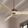 52" Casa Vieja Rustic Farmhouse 3 Blade Indoor Ceiling Fan with Remote Oil Rubbed Bronze Natural Solid for Living Kitchen House Bedroom Family Dining - 2 of 4