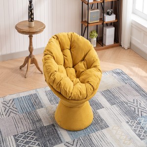 FURNIinspire Accent Chair Oversized Swivel Accent Chair 360 Swivel Barrel Chair Papasan Chair For Living Room Bedroom, Yellow, 36.61"*24.80"*17.32" - 1 of 4