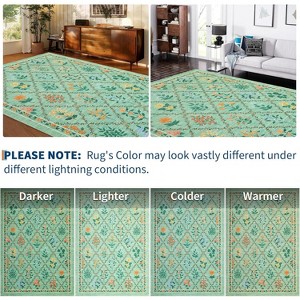 Washable Non-Slip Runner Rug - Floral Farmhouse Kitchen/Bath Mat, Stain-Resistant for Entryway, Bedroom, Laundry, Hallway - 1 of 3