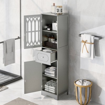 LOVMOR Freestanding Storage Cabinet with Drawer and Doors