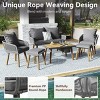 6-Piece Rope Patio Furniture Set with Acacia Wood Ice Bucket Table, Weather-Resistant Outdoor Sofa Set for Backyard Balcony-Cuddlewood - 3 of 4
