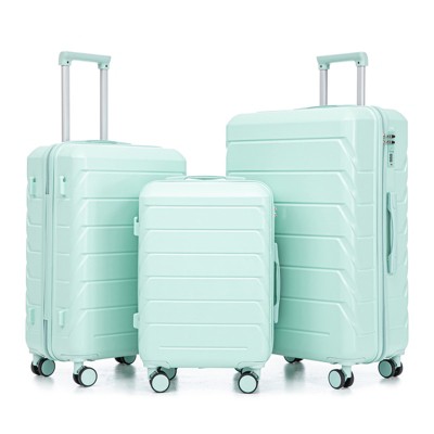 Aukfa 3-Piece ABS Luggage Set 20/24/28 Inch with Combination Lock, 360° Silent Spinner Wheels, Waterproof Matching Suitcases