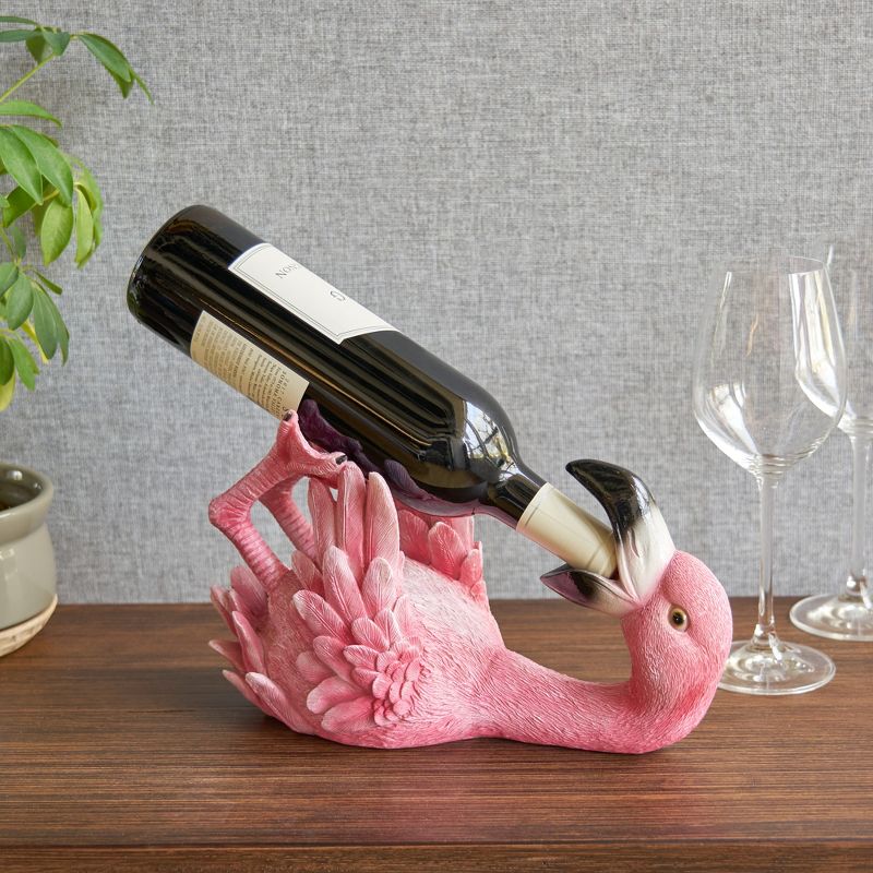 True Flamingo Polyresin Wine Bottle Holder Set of 1, Pink, Holds 1 Standard Wine Bottle, Pink, 3 of 10