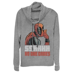Juniors Womens Marvel Deadpool No One Cares Cowl Neck Sweatshirt - 1 of 3