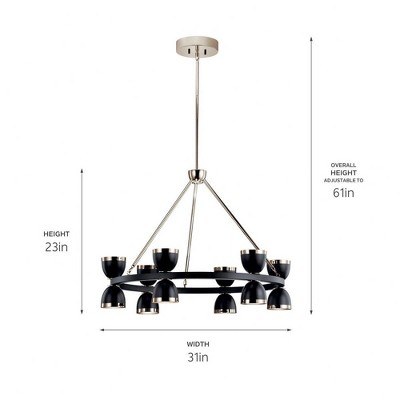 Modern Black Frosted Acrylic 12-Light Outdoor Chandelier