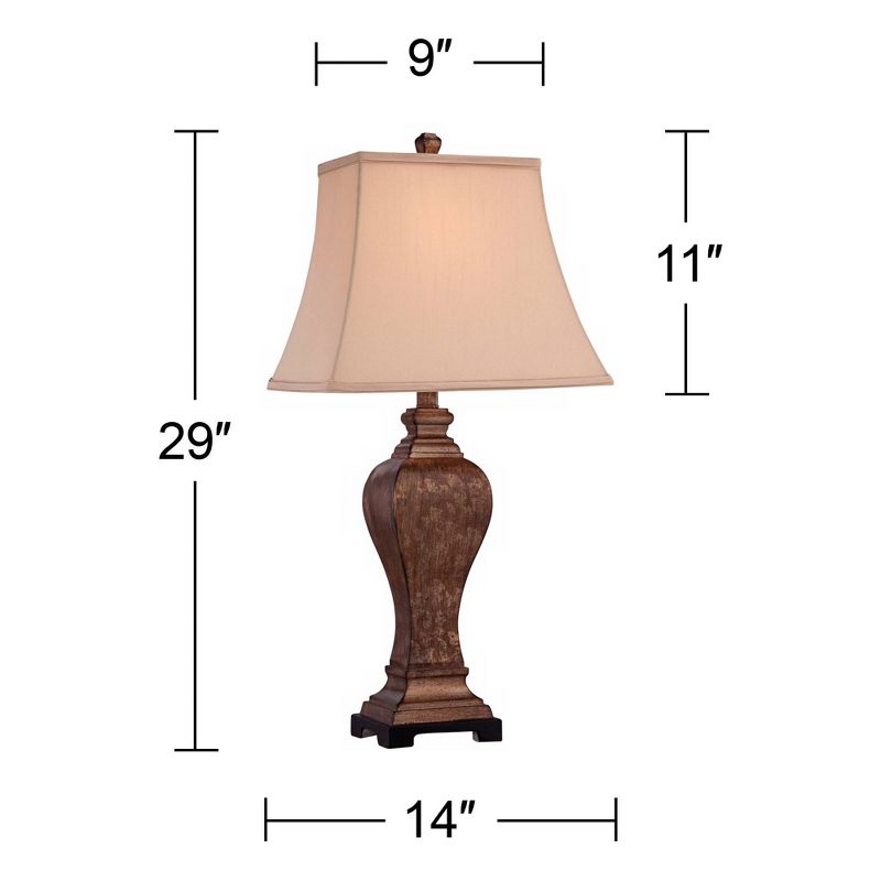 Regency Hill Edgar Traditional Table Lamp 29" Tall Bronze with USB Cord Dimmer Geneva Taupe Rectangular Shade for Bedroom Living Room Bedside Office, 4 of 10