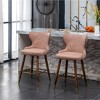 Roundhill Furniture Nevis Mid-century Modern Faux Leather Tufted Nailhead Trim Counter Stool, Pink, Set of 2 - 4 of 4