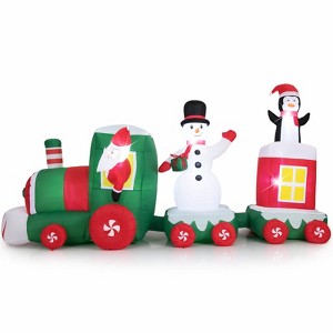 Gymax 11.5-Foot Christmas Inflatable Train Featuring Snowman and Penguin with Integrated LED Lighting - 1 of 1