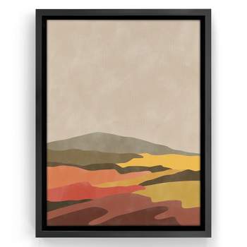 Americanflat - Vintage Terracotta Yellow Landscape Boho 1 by The Print Republic Floating Canvas Frame - Modern Wall Art Decor