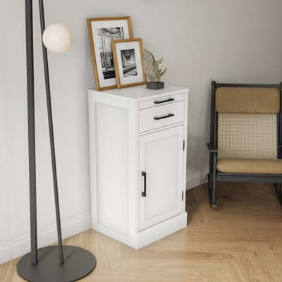 SKRAN Modular Wine Bar Cabinet, White Buffet Cabinet, Multifunctional Storage Unit with Spacious Drawer and Cupboard for Living Room, Bedroom, Office