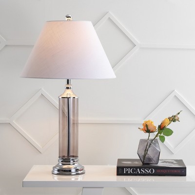 Astor Smoked Gray Glass LED Table Lamp Set with Chrome Base