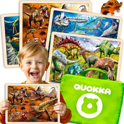 QUOKKA 24-48 pcs Wooden Puzzle Set - 4x Jigsaw Puzzle for Kids 4 5 6 Year Old