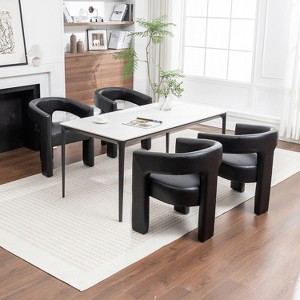 SEYNAR Modern Glam PU Leather Upholstered Dining Chair, Open-Back Accent Chair Set of 4 - 1 of 4