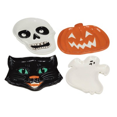 Tabletop Scaredy Cat Dessert Plates Ceramic Halloween Dishes Platter 37230  Cat 