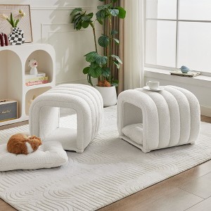 Hyleory Easy-Connected Footrest Stool Pet-Friendly - 2-in-1 Bed Bench & Play Tunnel with 2 Removable Pads - 1 of 4