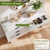 Fluted 6 Drawer Dresser, Wide Wood Double Dresser with Metal Legs and Handles - 4 of 4