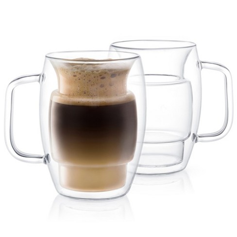 Joyjolt Cadus Glass Coffee Cups Double Wall - Set Of 2 Insulated Mugs Tea  Glasses - 16-ounces : Target