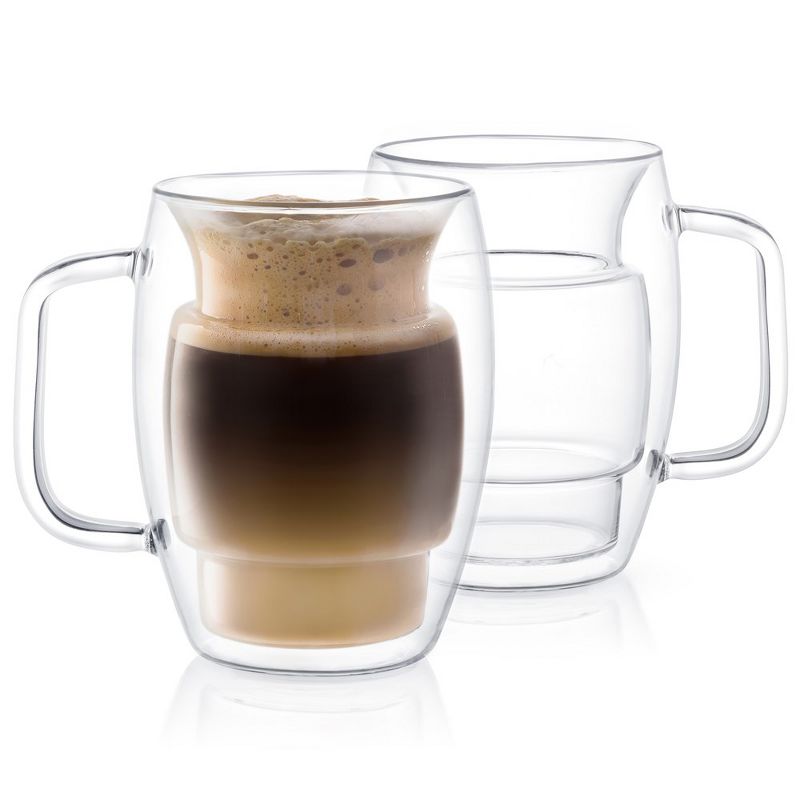 JoyJolt Cadus Glass Coffee Cups Double Wall  - Set of 2 Insulated Mugs Tea Glasses - 16-Ounces, 1 of 7