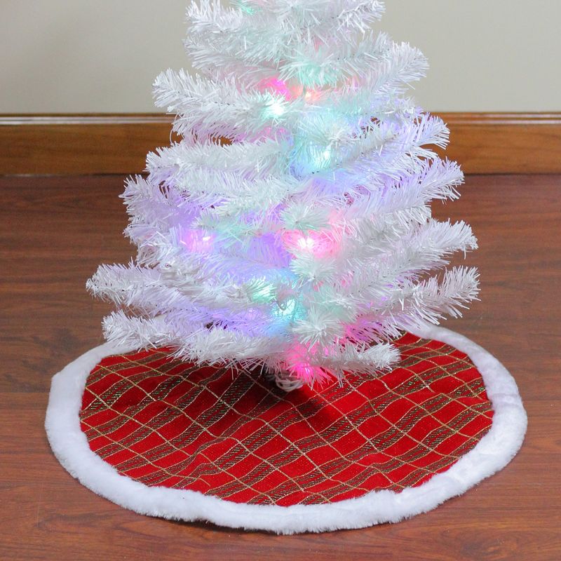 Northlight 20" Red and Gold Plaid Glittered Mini Christmas Tree Skirt, 2 of 4