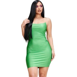 Slickblue Women's Fitted Tank Dress, Nylon-Spandex Blend, Clear Bra Straps, Casual Dress, Kelly Green, Sizes S-L - 1 of 4