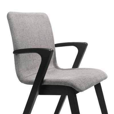 Set of 2 Modern Gray Upholstered Wood Arm Chairs