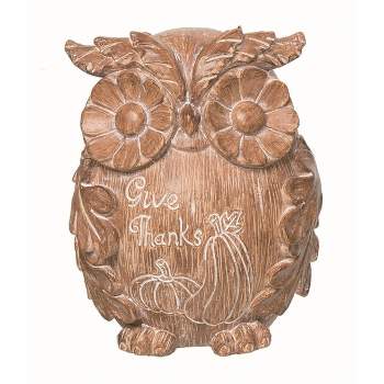 Transpac Resin Brown Harvest Wooden Owl Figurine