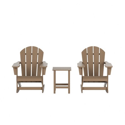 WestinTrends 3 Piece set Outdoor Patio Poly Adirondack rocking chairs with side table