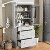 ORRD 70.1" Tall Bathroom Cabinet with Drawers & Glass Doors, White - 2 of 4