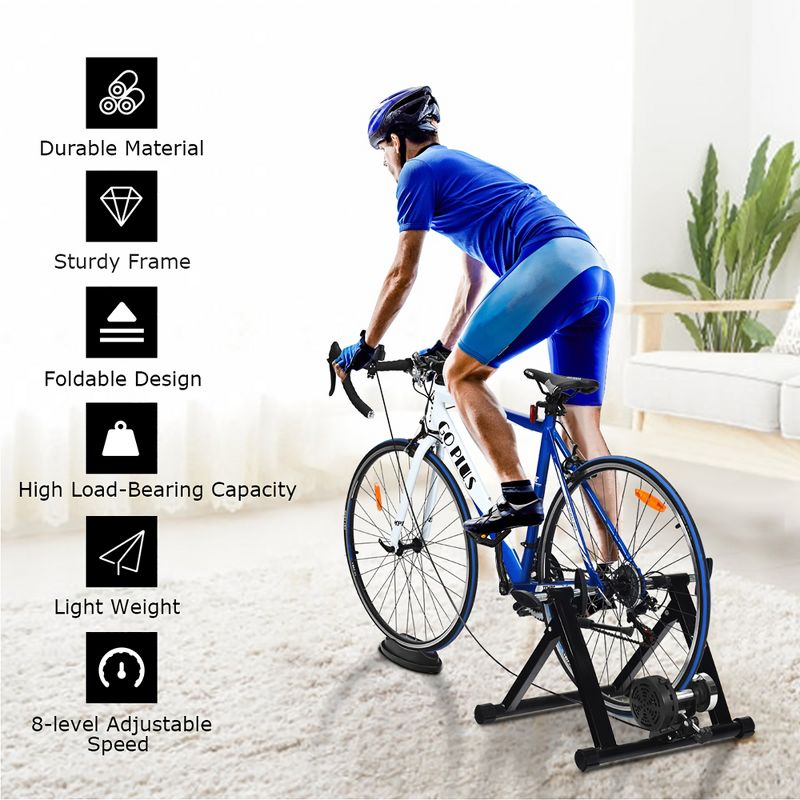 Costway Bike Trainer Bicycle Exercise Stand w/ 8 Levels Resistance, 4 of 11