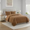 VCNY 3pc King Circle Pinsonic Quilt Set Camel Brown: Hypoallergenic Microfiber, Includes 2 Shams - 2 of 4