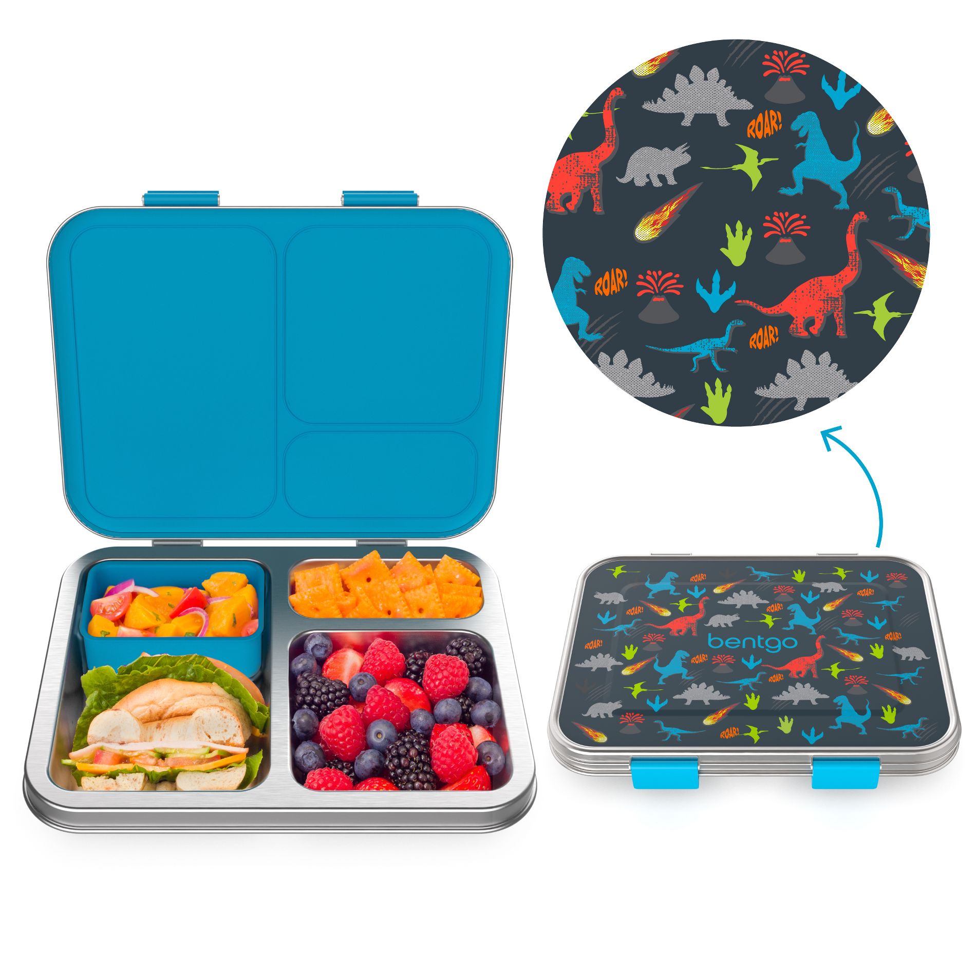 Bentgo Kids' Stainless Steel Bento Lunch Box - Dinosaur