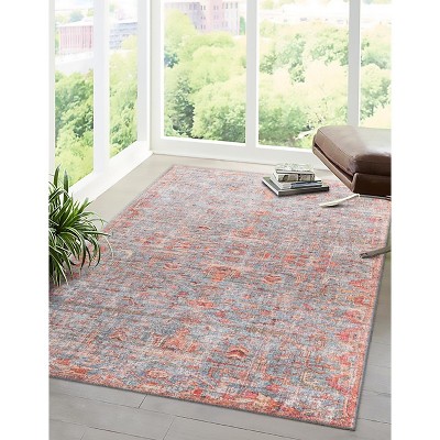 Unique Loom Nostalgia Olivia Border Washable Indoor Flatweave Woven Area Rug