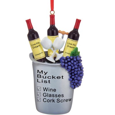 Collections Etc Hand-Painted My Bucket List Wine Christmas Ornament