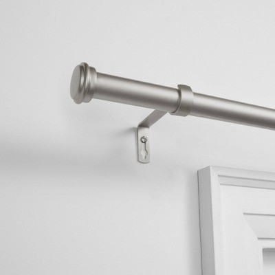 Matte Silver Adjustable Outdoor Curtain Rod with Finials, 84-160 inch