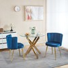 Vynxaria Modern BLUE dining chair(set of 2 ) with iron tube golden color legs, velvet and comfortable backrest - 4 of 4