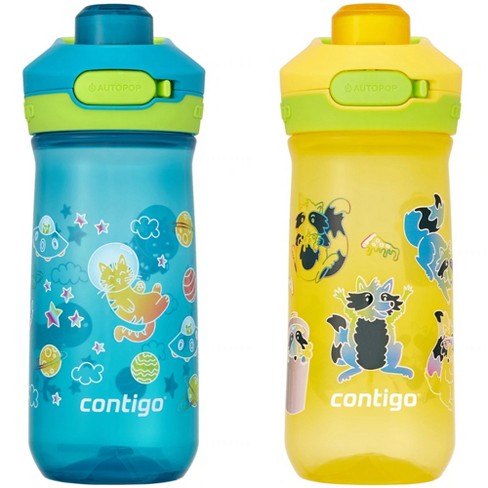 Contigo 14oz 2pk Plastic Cleanable Kids' Water Bottles Green/Blue