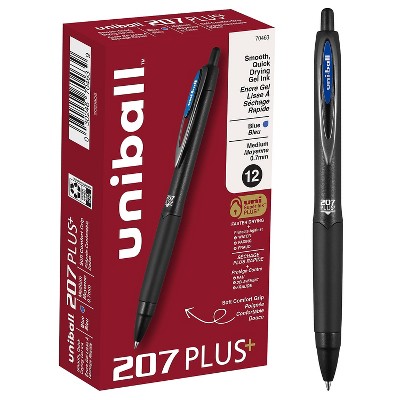 uni-ball uniball 207 Plus+ Retractable Gel Pens Medium Point 0.7mm Blue Ink Dozen (70463)