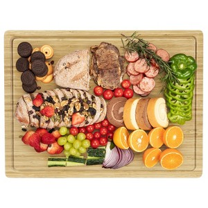 EcoSummer 20x15" Carbonized Bamboo Cutting Boards 4 Pcs, Thick Butcher Blocks with Juice Groove & Handles. - 1 of 4