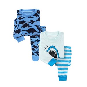 BenBen Dark Dinosaurs/Sharks 2 Pack Kids Pajamas - 1 of 3